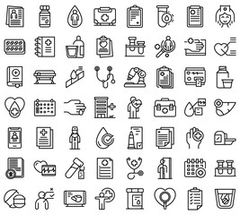Medical examination icons set outline vector. Health check. Lipid test