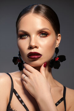 Adalt model with professional make up and trendy hairstyle