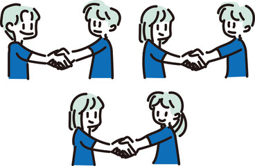 握手する男性と女性のイラスト