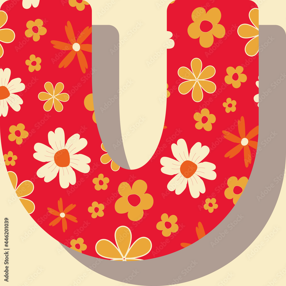 Poster letter u from the alphabet vector seamless repeat pattern print background