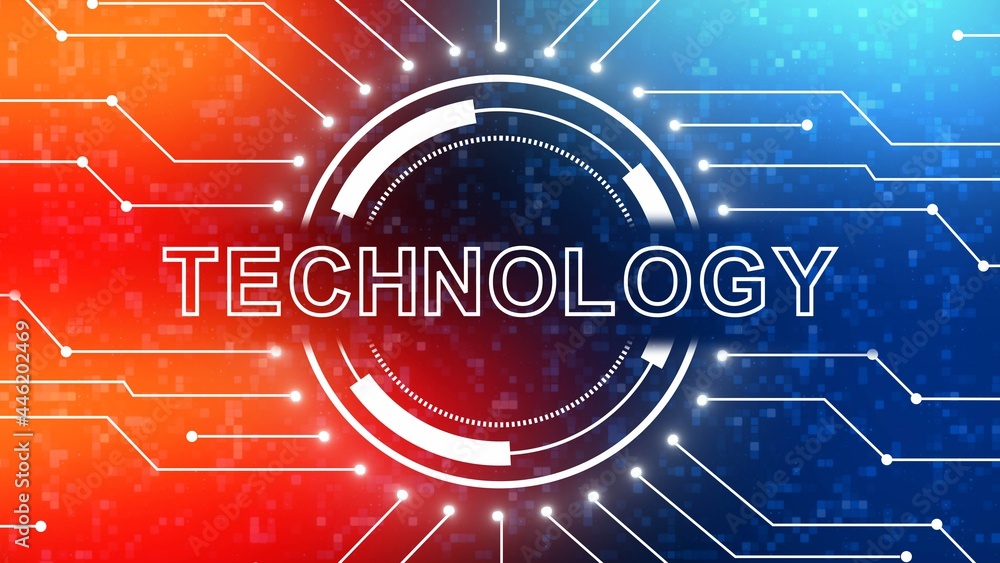 Poster abstract technology background with various graphic elements on background off blurred squares - 3d 