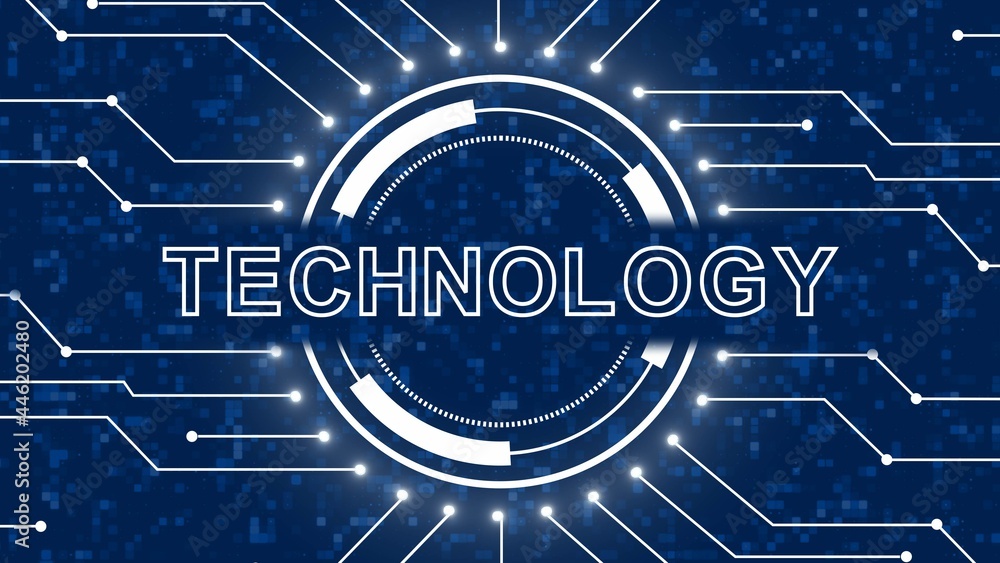 Poster abstract technology background with various graphic elements on background off blurred squares - 3d 