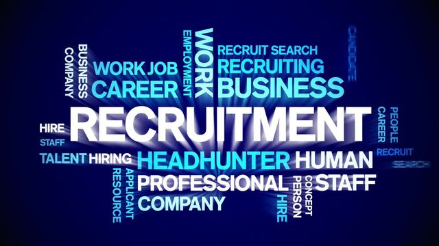 Recruitment Animated tag word cloud;text design animation kinetic typography seamless loop.