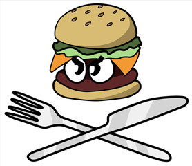 Angry Hamburger Cartoon