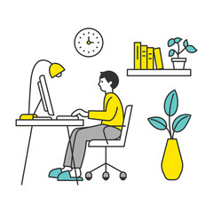 部屋でパソコンを使う男性