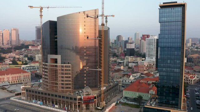 raveling front, Luanda city, golden hour flying over Luanda, Africa, 10