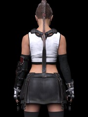 3D rendering illustration of a girl with a gun