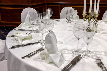 elegant table setting for a wedding, banquet, or a reception