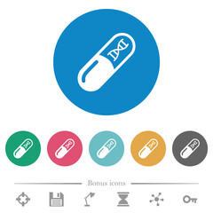 Medicine with dna molecule flat round icons