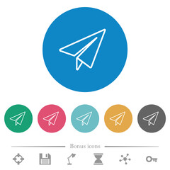 Paper plane outline flat round icons
