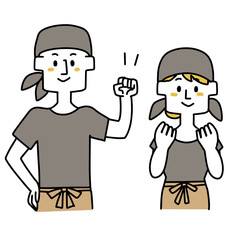 居酒屋の店員の男女のイラスト
