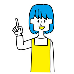 指差して説明する主婦のイラスト