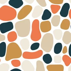 Tapeten Nahtlose Muster abstrakte organische Formen Terrazzo-Mosaik-Stil. Zeitgenössischer geometrischer sich wiederholender Hintergrund. Moderne Collage-Elemente rätseln Hintergrund. Für Dekoration, Stoff, Verpackung. © StockArtRoom