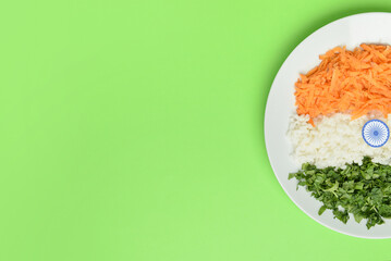 Flag of India made of food on color background