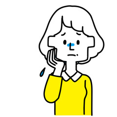 心配事がある中年女性のイラスト