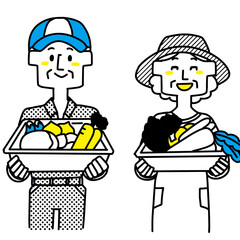 笑顔で野菜をお届けする生産者の夫婦