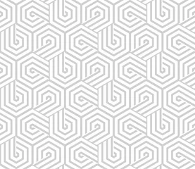 Tragetasche Abstraktes geometrisches Muster mit Streifen, Linien. Nahtloser Vektorhintergrund. Weiße und graue Verzierung. Einfaches Gittergrafikdesign. © ELENA