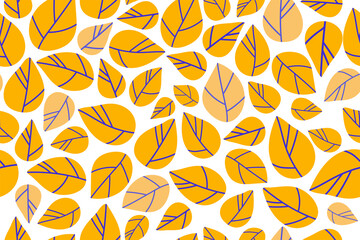 Fototapeta na wymiar Seamless pattern of yellow leaves, vector