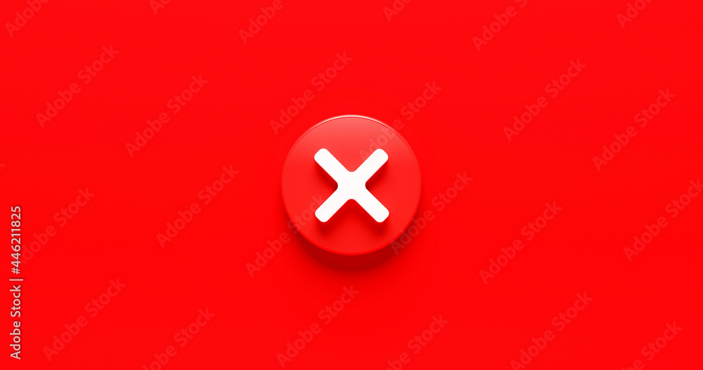 Poster red cross check mark icon button and no or wrong symbol on reject cancel sign button negative checkl