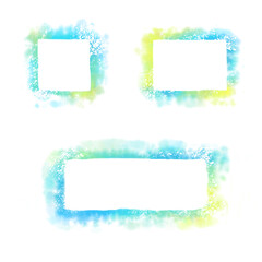 水彩にしぶきを散らした涼やかなフレーム イラスト