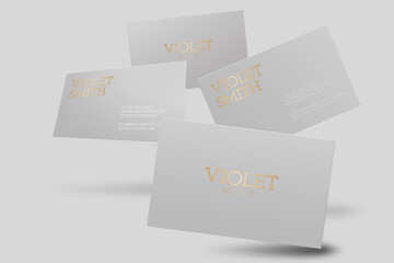 Business card mockup vector in gray with front and rear view