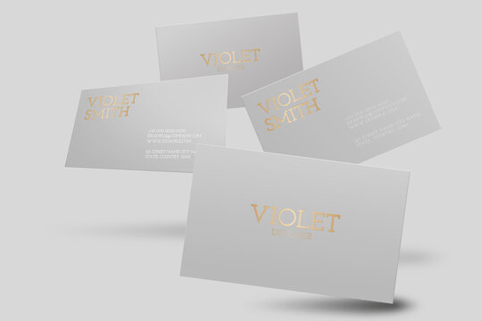 Business card mockup vector in gray with front and rear view