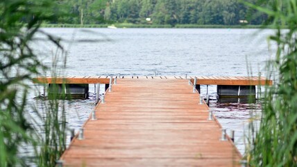 A wooden pier on lake
