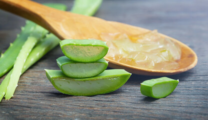 Type of aloe on wooden background