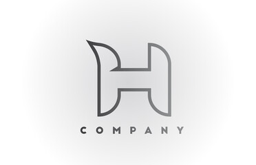 H line grey white gradient alphabet letter logo icon with white background. Business creative design for template and corporate