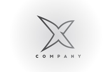X line grey white gradient alphabet letter logo icon with white background. Business creative design for template and corporate