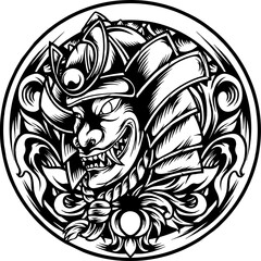 Samurai Japan With Ornament Silhouette
