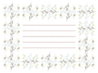 茶色と青のお花のお手紙フレーム