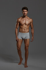 Fototapeta premium Young european man with naked sportive torso