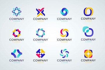 Colorful company logo collection vector