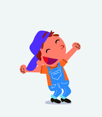  Euphoric cartoon character of little boy on jeans