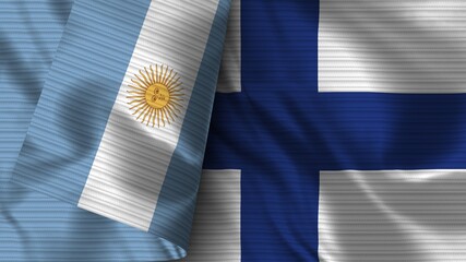 Finland and Argentina Realistic Flag – Fabric Texture 3D Illustration