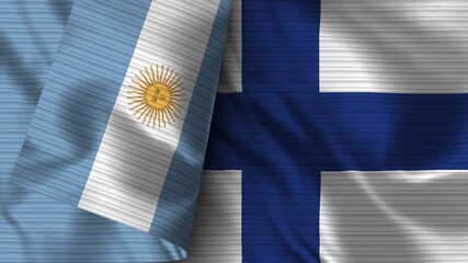 Finland and Argentina Realistic Flag &ndash; Fabric Texture 3D Illustration
