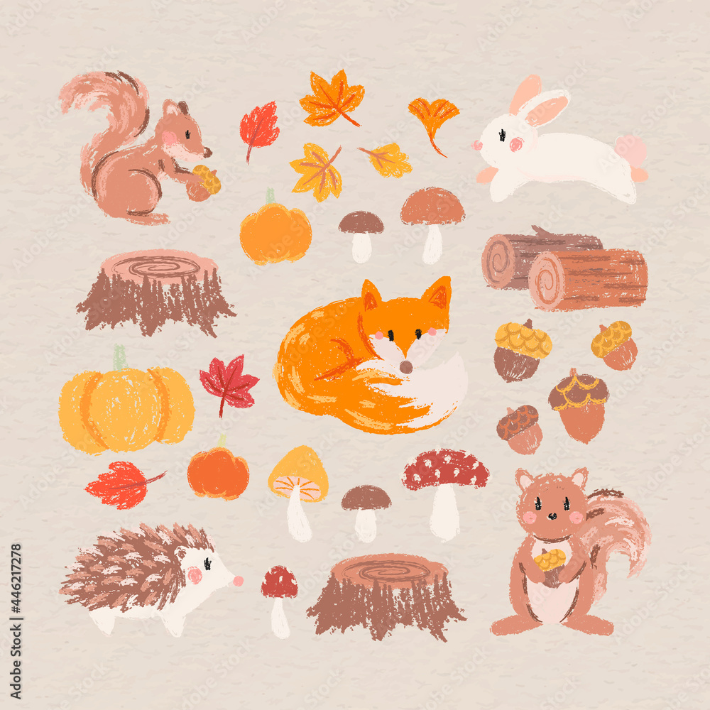 Poster autumn design elements vector set