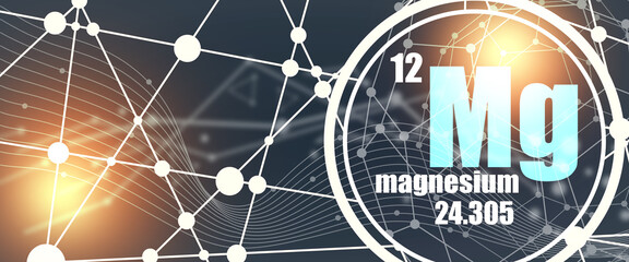 Sign of magnesium chemical element with atomic number and atomic weight.