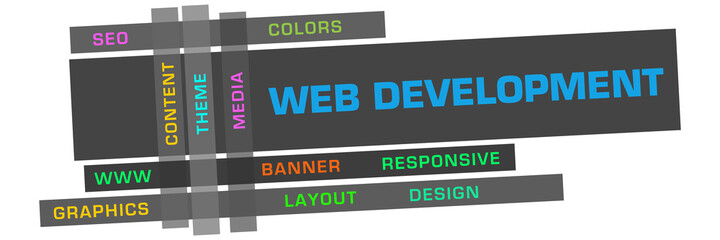 Web Development Word Cloud Stripes Dark Colorful 