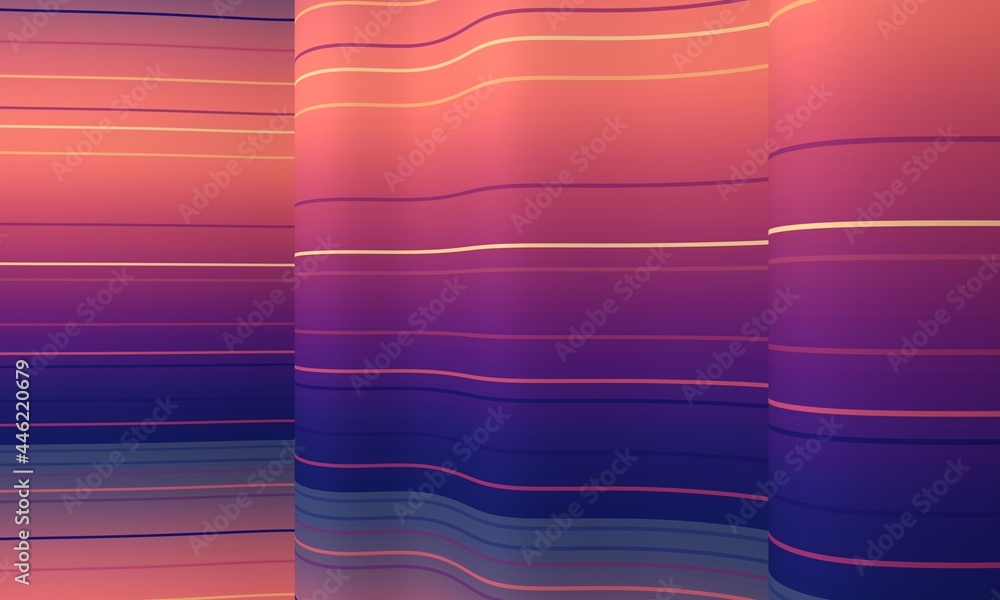 Wall mural geometry abstract background with stripes on waved surface