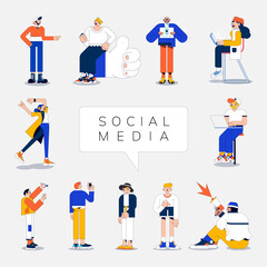 Illustration of diverse people on social media vector