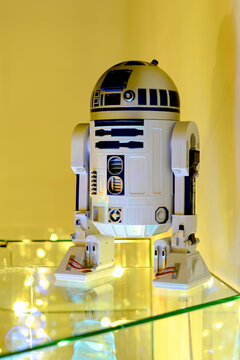 KIEV, Ukraine - January 08,2017: Model of the robot R2D2 from Star Wars movie