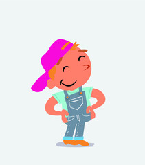  Satisfied cartoon character of little boy on jeans