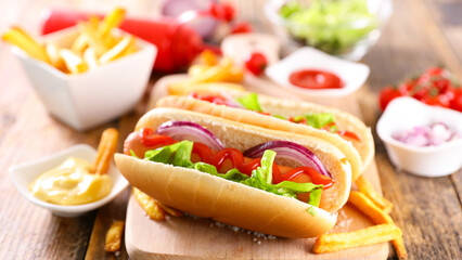 hot dog with french fries