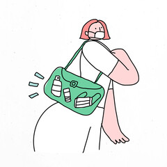 COVID-19 new normal vector doodle lifestyle character