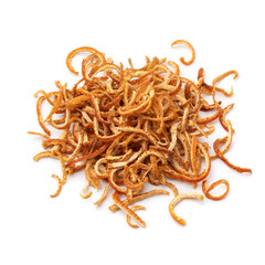 Heap of preserved bitter orange peel isolated on white background close up 