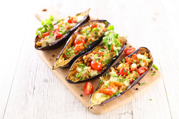 baked eggplant with vegetable and cheese