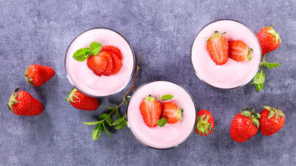 strawberry mousse dessert- tiramisu or panna cotta