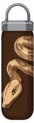 A brown thermos bottle with snake pattern